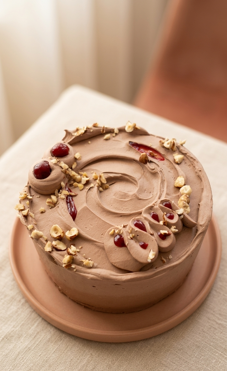 Hazelnut & Berries cake top view